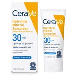 CeraVe 100% Mineral Sunscreen SPF 30 Face Lotion | With Hyaluronic Acid & Niacinamide | Oil-Free, For Sensitive Skin, Travel Size 2.5 oz