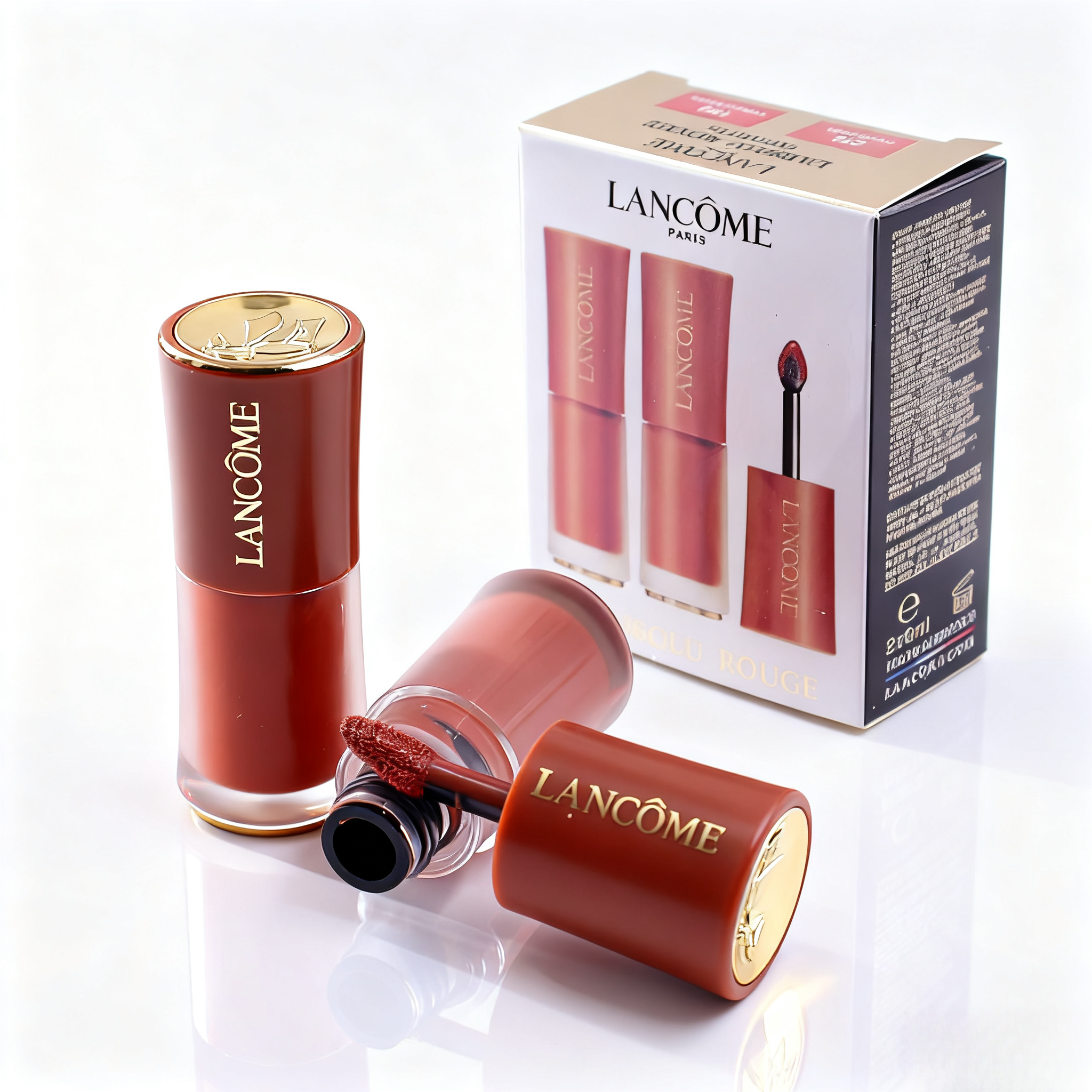 1 (6) LANCOME Lipstick 2-Pack 1.6g, L'Absolu Rouge Drama Ink Set, Semi-Matte & All Day Wear, Luxury Mini Lipstick Duo 196-275 - Image 1