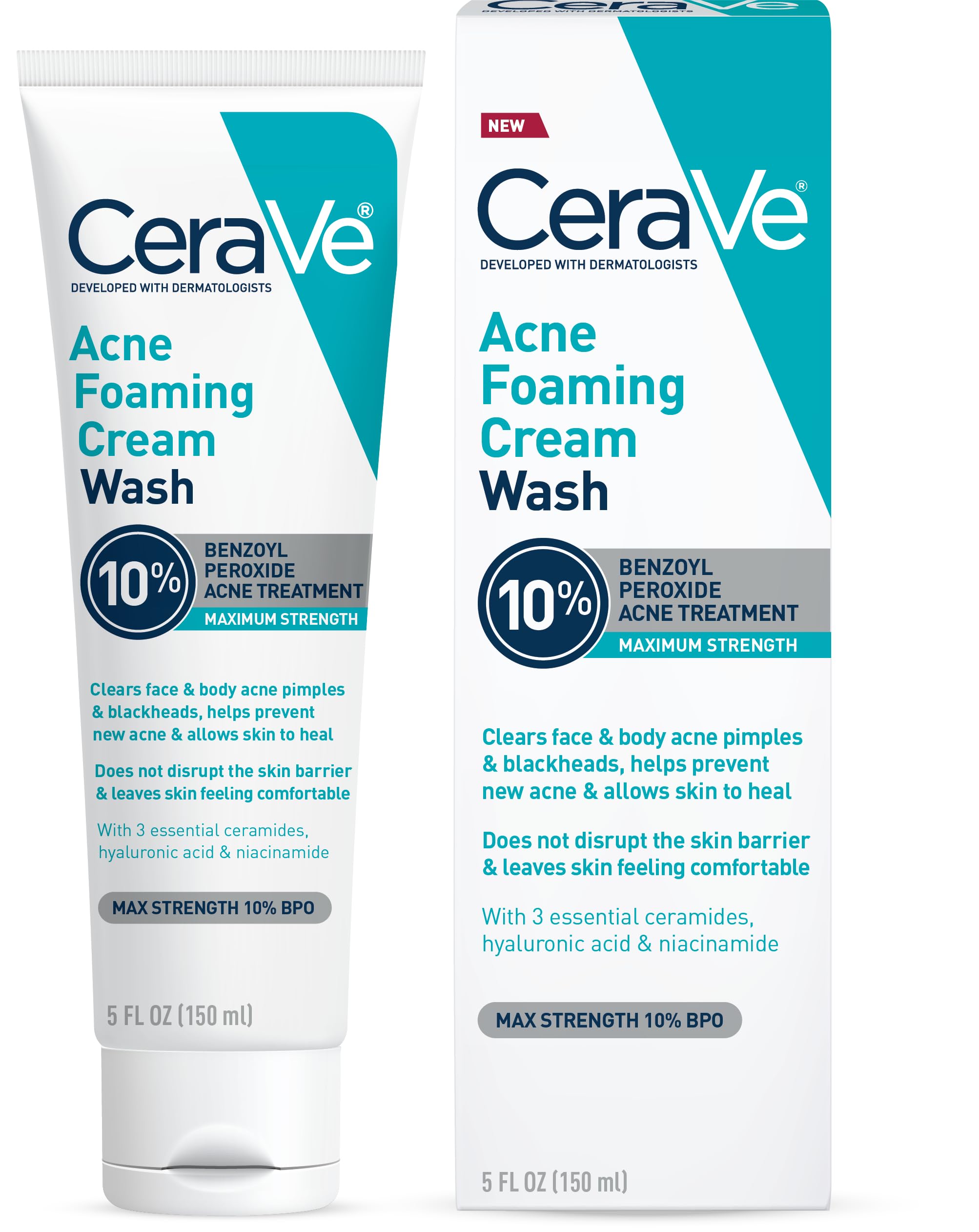 Version 1.0.0 CeraVe Acne Foaming Cream Wash, Gentle Face and Body Cleanser - Image 1