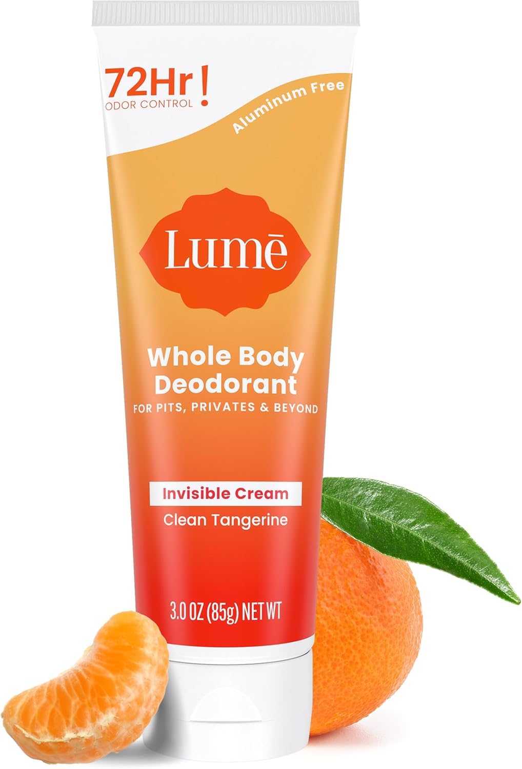 Version 1.0.0 Lume Whole Body Deodorant - Invisible Cream Tube - 72 Hour Odor Control (Clean Tangerine)- 3.0 ounce - Image 1