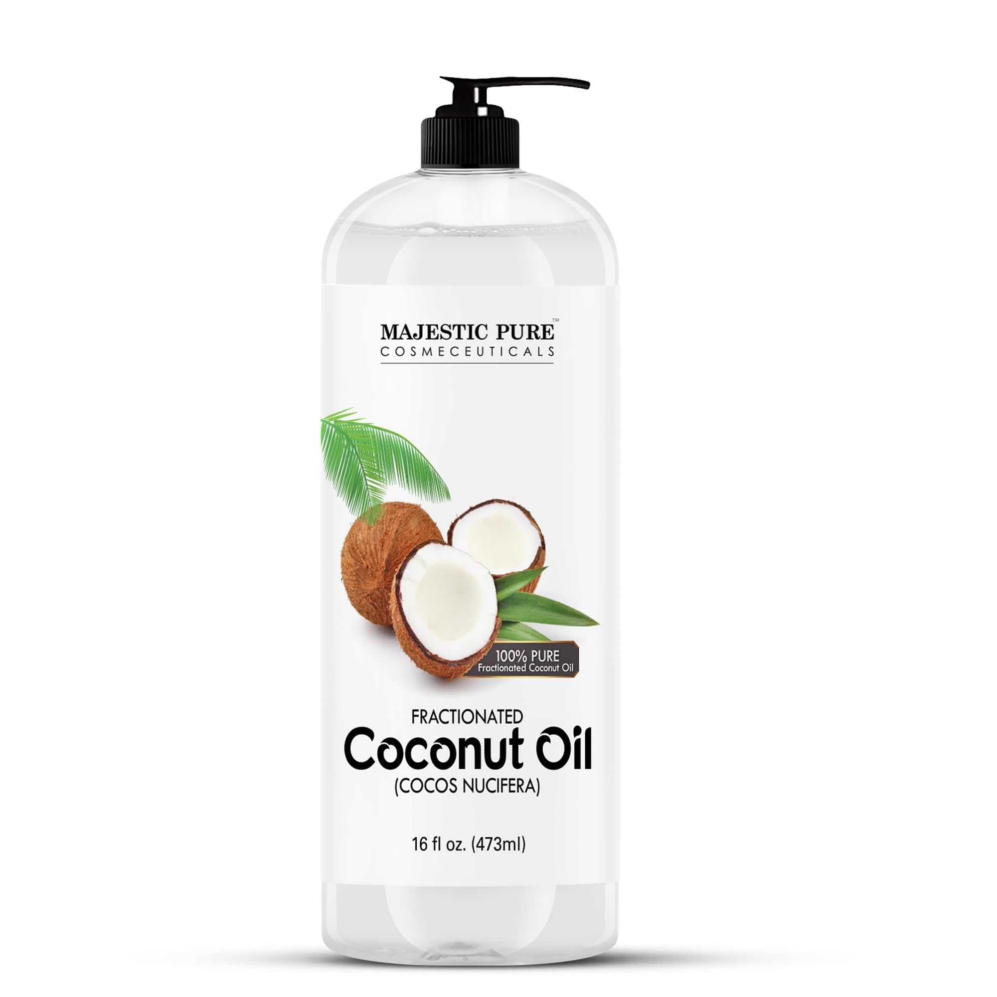 Version 1.0.0 Majestic Pure Fractionated Coconut Oil - Relaxing Massage Oil, Liquid Carrier Oil for Diluting Essential Oils - Skin, Lip, Body & Hair Oil Moisturizer & Softener - 16 fl oz - Image 1